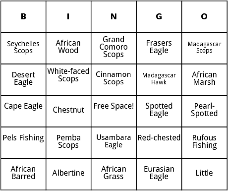 african owls bingo