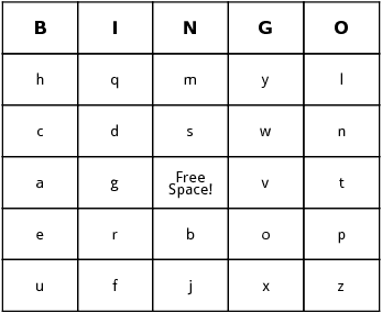 alphabet bingo
