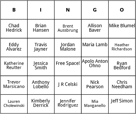 american speed skaters bingo