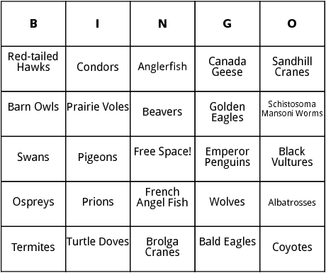 animals that mate for life bingo