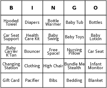 baby shower bingo