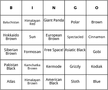 bears bingo