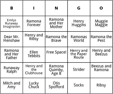 beverly cleary books bingo