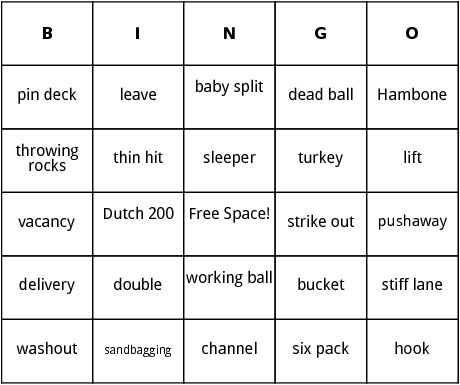 bowling terms 2 bingo