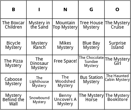 boxcar children titles bingo