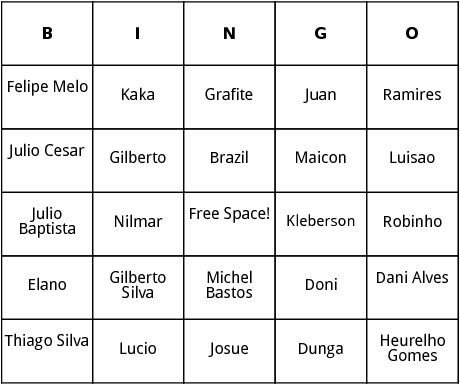 brazilian world cup players  bingo