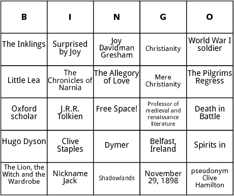 c.s. lewis bingo