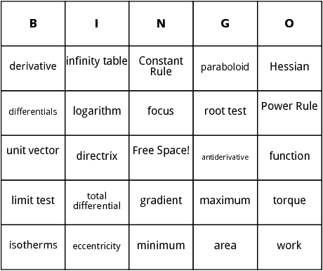 calculus bingo 