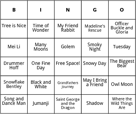 caldecott medal books bingo