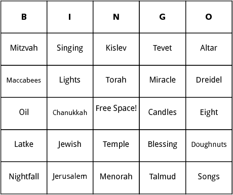 chanukah bingo