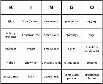 christmas bingo