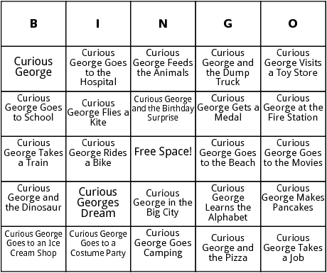 curious george books bingo