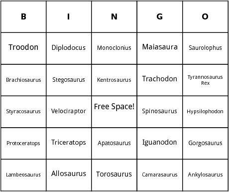dinosaurs bingo