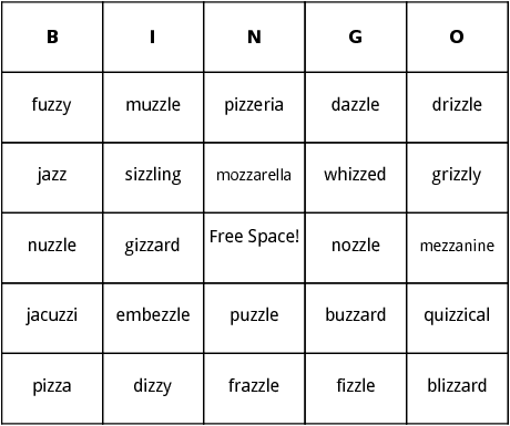 double z words bingo