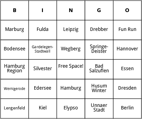 european marathons 7 bingo