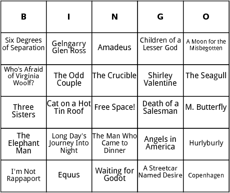 famous plays bingo