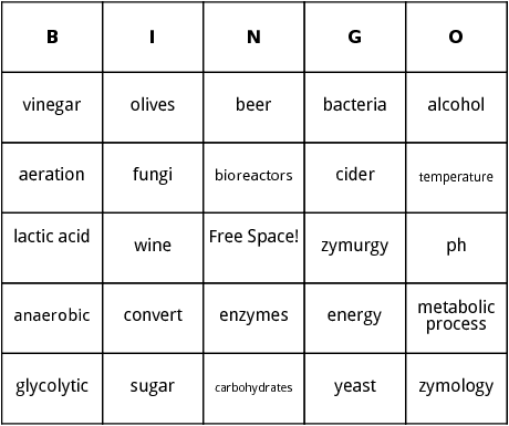 fermentation bingo