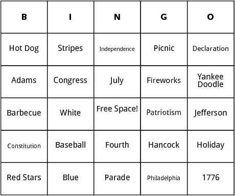 fourth of july bingo