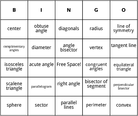 geometry bingo