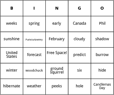 groundhog day bingo