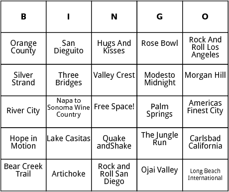 half marathon races in california 2 bingo