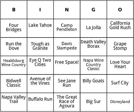 half marathon races in california bingo