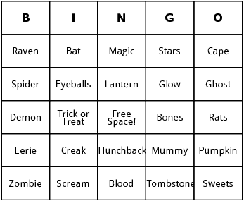 halloween bingo