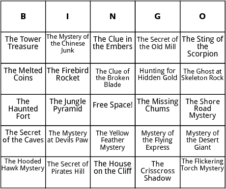 hardy boys book titles bingo