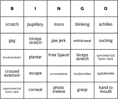 human reflexes bingo