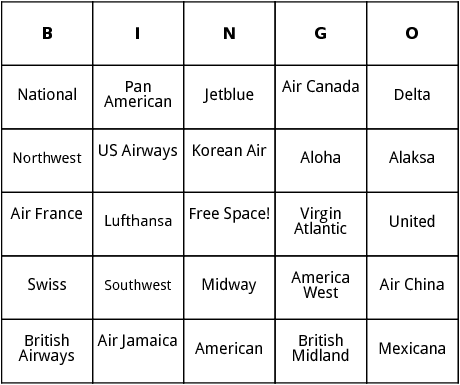 international  airlines bingo