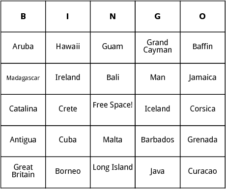 island bingo