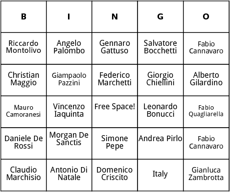 italian world cup players bingo