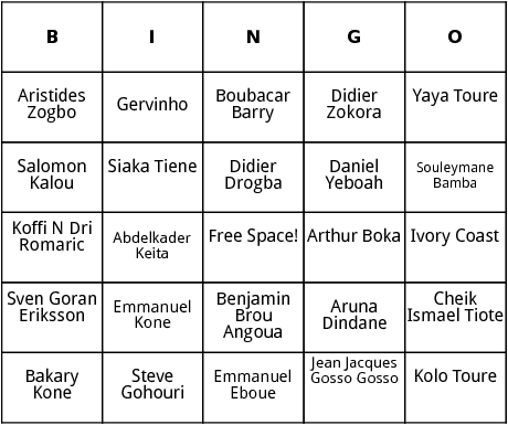 ivory coast world cup players bingo