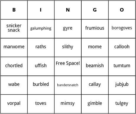 jabberwocky bingo