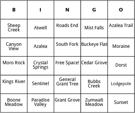 kc national park bingo