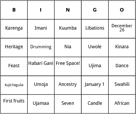 kwanzaa bingo