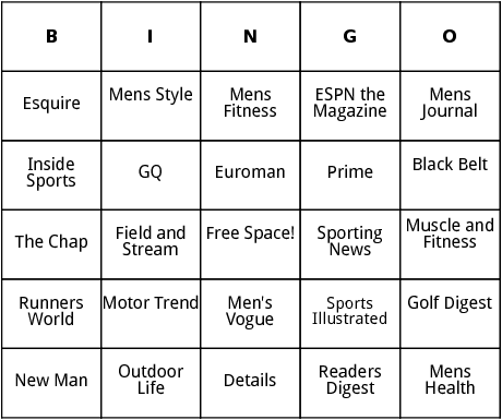 magazines for men  bingo