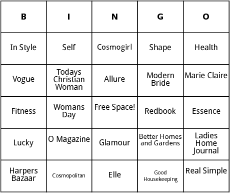 magazines for women bingo