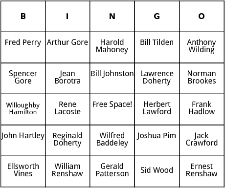 mens wimbledon bingo