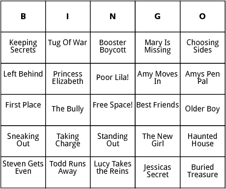 more sweet valley high titles bingo