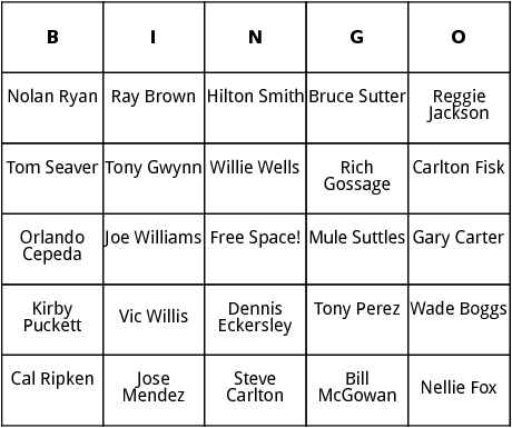 national baseball hall of fame 4 bingo