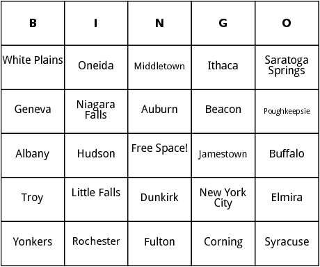 new york cities bingo