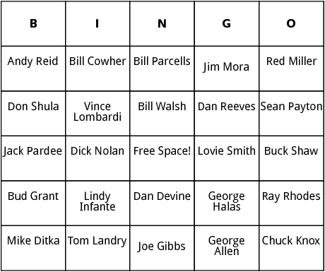 nfl coaches of the year bingo