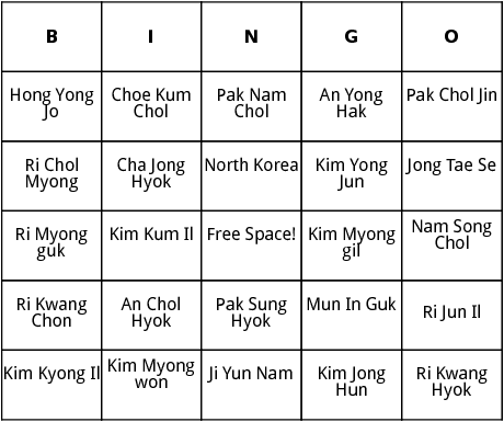 north korean world cup players bingo