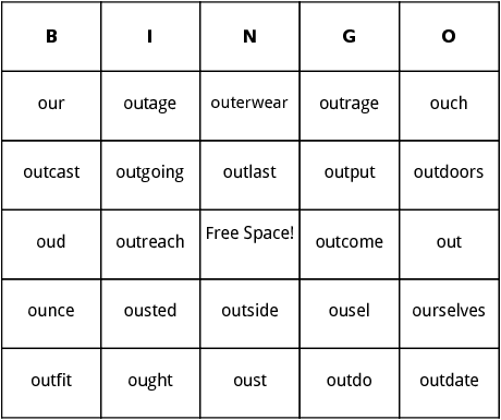 ou words bingo 