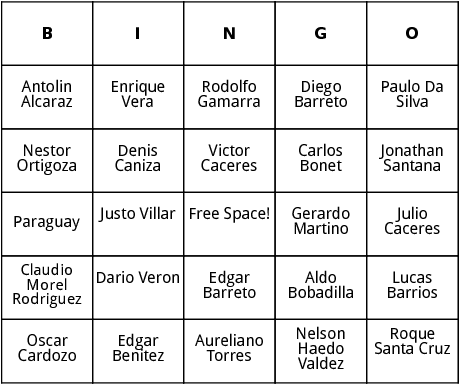 paraguayan world cup players bingo