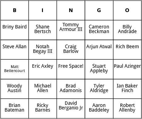 pga tour 1 bingo