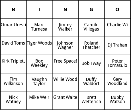 pga tour 11 bingo