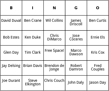 pga tour 3 bingo