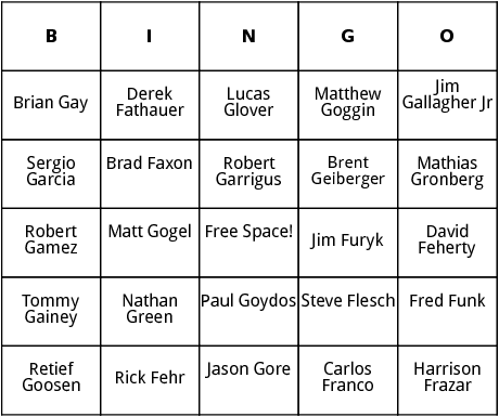 pga tour 4 bingo